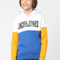 Jack & Jones Junior Boys Blue Colourblocked Hooded Cotton Sweatshirt-image-53