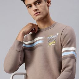 SHOWOFF Men Brown Printed Sweatshirt-image-11