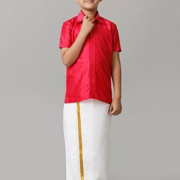 Ramraj Boys Spread Collar Shirt With Adjustable Veshti-picture-23