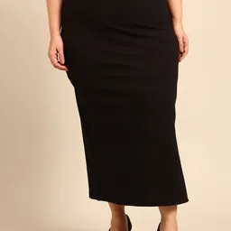 The Pink Moon Pluse Size Straight Maxi Side Slit Skirt-picture-51