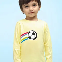 NUSYL Kids Yellow Pure Cotton Applique Outdoor T-shirt-image-92