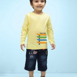NUSYL Kids Yellow High Neck Pure Cotton Outdoor T-shirt-image-119