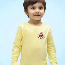 NUSYL Kids Yellow High Neck Pure Cotton Outdoor T-shirt-image-94