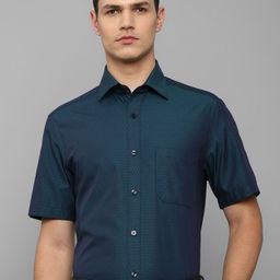 Louis Philippe Men Green Self Design Slim Fit Cotton Formal Shirt-image-41
