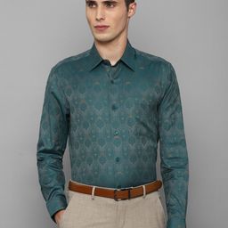 Louis Philippe Gods & Kings Men Green Printed Giza Cotton Formal Shirt-image-73