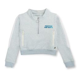 Gini and Jony Girls Typography Printed Mock Collar Half Zipper Fleece Pullover Sweatshirt-60