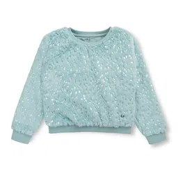 Gini and Jony Girls Self Design Fleece Pullover Sweatshirt-image-8