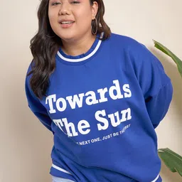 CURVY STREET Plus Size Typography Printed Pure Cotton Pullover-picture-21