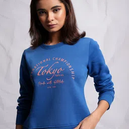 Tokyo Talkies Blue Typography Printed Round Neck Long Sleeves Sweatshirt-picture-27