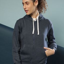 Campus Sutra Women Blue Hooded Sweatshirt-image-107