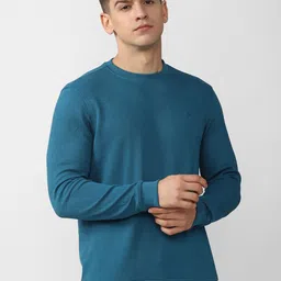 Van Heusen Sport Men Blue Self Design Sweatshirt-image-72
