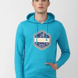Van Heusen ACADEMY Men Blue Printed Hooded Sweatshirt-image-15