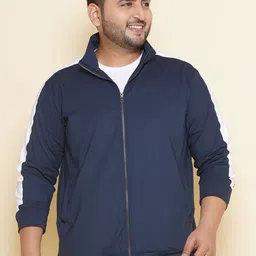 John Pride Plus Size Mock Collar Zip Detail Front-Open Sweatshirt-image-0
