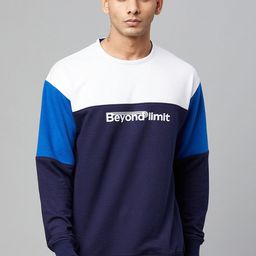 Club York Men Navy Blue Colourblocked Sweatshirt-image-109