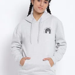 Lil Tomatoes Girls Grey Solid Hooded Sweatshirt-image-92