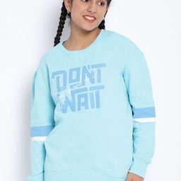 Lil Tomatoes Girls Blue Typography Printed Sweatshirt-image-56
