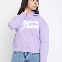 Lil Tomatoes Girls Purple Printed Hooded Sweatshirt-image-99