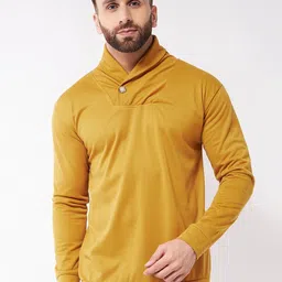 GRITSTONES Men Yellow Solid Cotton Sweatshirt-picture-15