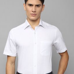 Louis Philippe Men Micro Checks Formal Pure Cotton Shirt-image-75