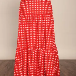 KAORI BY SHREYA AGARWAL Geometric Printed Pure Cotton Tiered Maxi Skirt-image-54