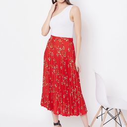 Uptownie Lite Printed Pleated Flared Midi Skirt-picture-50