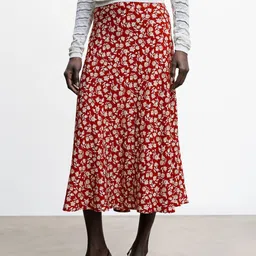 MANGO Floral Print Flared Midi Skirt-image-20