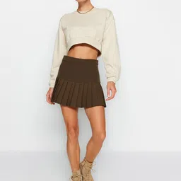 Trendyol Pleated Flared Mini Skirt-image-19