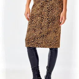 COVER STORY Animal Skin Printed Straight Skirt-image-93