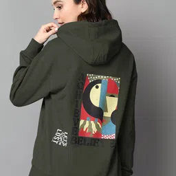 The Roadster Lifestyle Co. Olive Green Typography Printed Hooded Fleece Pullover-picture-38