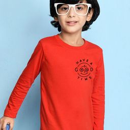 NUSYL Boys Red Typography Printed Cotton T-shirt-image-75
