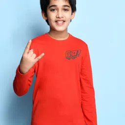 NUSYL Boys Red Typography Printed T-shirt-image-11