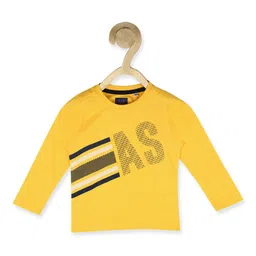 Allen Solly Junior Boys Yellow Typography Printed T-shirt-image-36