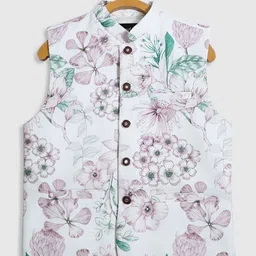 CAVIO Boys Printed Comfort Fit Pure Cotton Woven Nehru Jacket-49