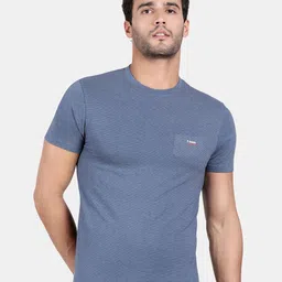 t-base Men Blue Cotton Slim Fit T-shirt-image-55