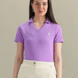 U.S. Polo Assn. Women Polo Collar Short Sleeves Regular T-shirt-picture-33