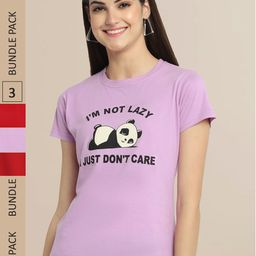 Fabflee Women Pack of 3 Printed Cotton T-shirts-picture-46
