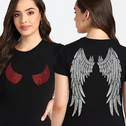 shashvi Women Pack of 2 Black Printed CottonT-shirt-picture-10