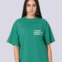 Besick Oversized Typography Printed Drop-Shoulder Sleeves Cotton T-shirt-image-59