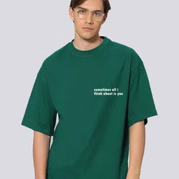 Besick Men Typography Printed Drop Shoulder Sleeves Oversized T-shirt-image-92