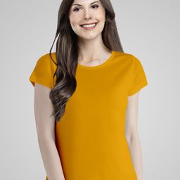Pootlu Women Yellow Cotton T-shirt-image-73