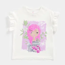 mothercare Girls Graphic Printed Pure Cotton Crop T-shirt-image-82
