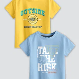 CODEZ Boys Pack Of 2 Typography Printed Cotton T-shirts-19