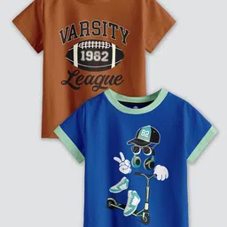 CODEZ Boys Pack Of 2 Printed Cotton T-shirts-image-39