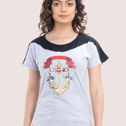 StyleAOne Graphic Printed Colourblocked Extended Sleeves Cotton T-shirt-image-76