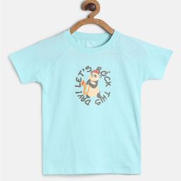 MINI KLUB Boys Teal Typography Printed Extended Sleeves T-shirt-image-39