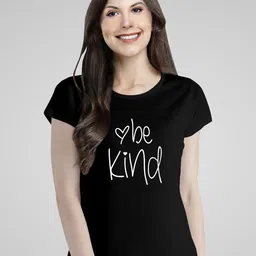 Pootlu Women Black Typography Printed T-shirt-image-127