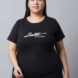 UnaOne Plus Size Typography Printed Pure Cotton T-shirt-16