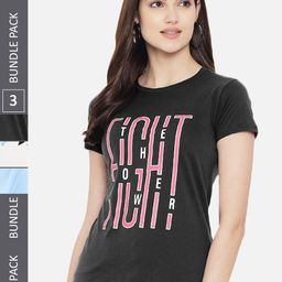 Fabflee Pack of 3 Typography Printed Cotton T-shirt-image-123