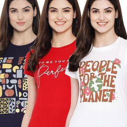 Fabflee Pack Of 3 Typography Printed Cotton T-shirt-image-76