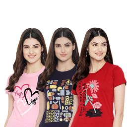 Fabflee Pack Of 3 Typography Printed Cotton T-shirt-picture-43